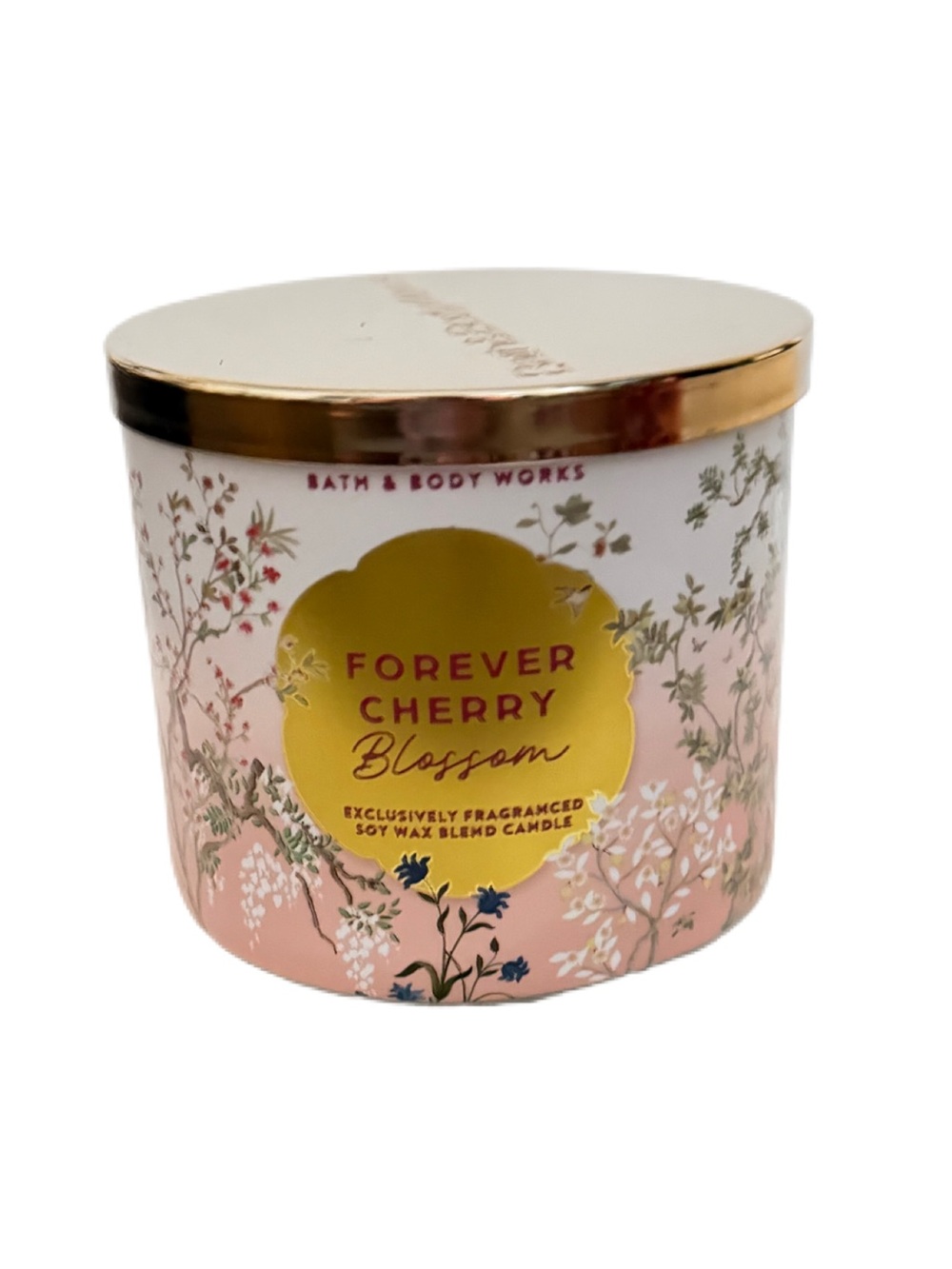 Bath & Body Works Forever Cherry Blossom Candle - Pink & Gold